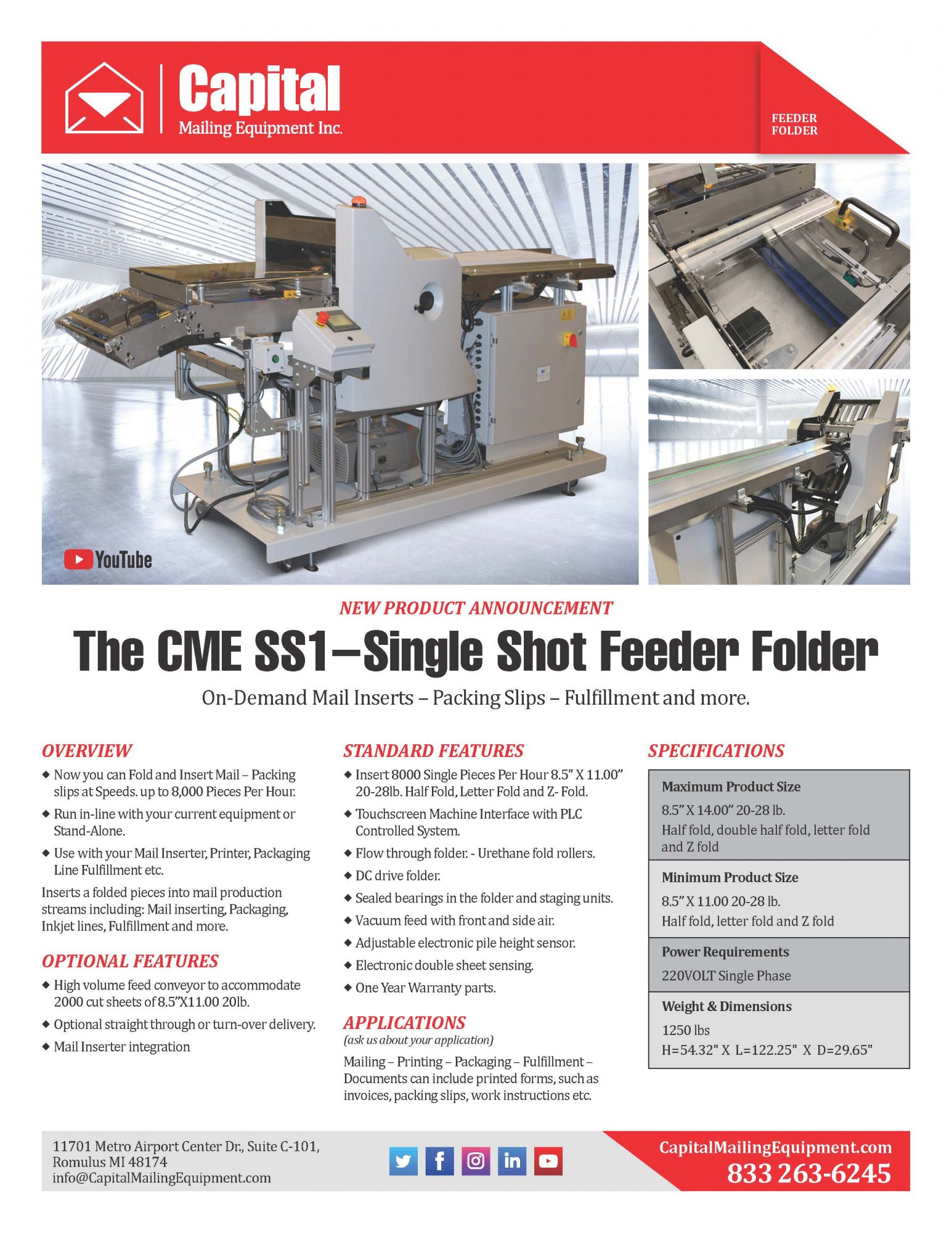 CME SS1 Single Shot Feeder Folder
