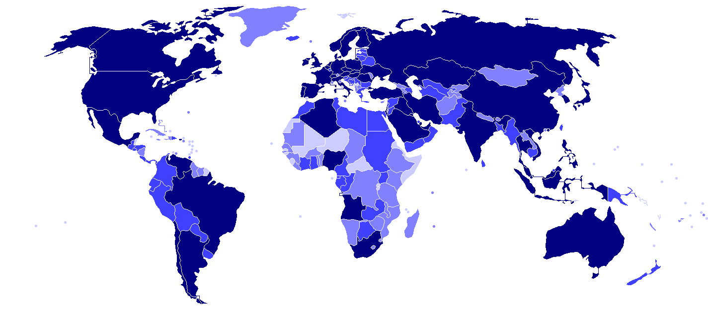 World Map Showing where Capital Mailing Equipment Ships TO