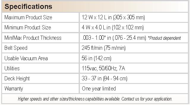 Streamfeeder VTS-1200 Vacuum Transport System Specifications