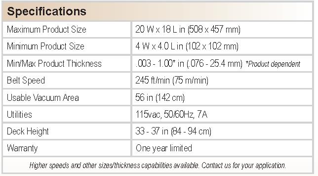 Streamfeeder VTS-2000 Vacuum Transport System Specifications